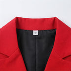 [WearU Generated:merch_detail] Bright Red Fitted Double-Breasted Tailored Blazer – merch detail
