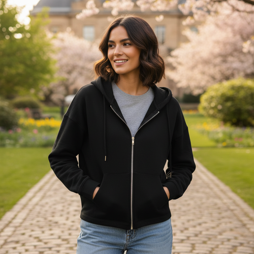 ASOS DESIGN Oversized Black Full-Zip Hoodie - Size L