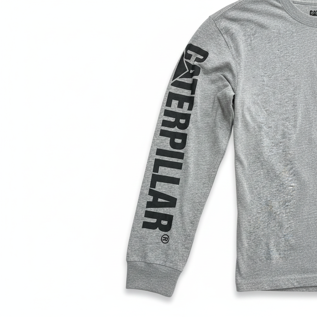 Men's Caterpillar Long Sleeve Logo T-Shirt Grey Size M