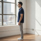Burberry Navy Blue Tipped Cotton Polo Shirt with Gold Embroi