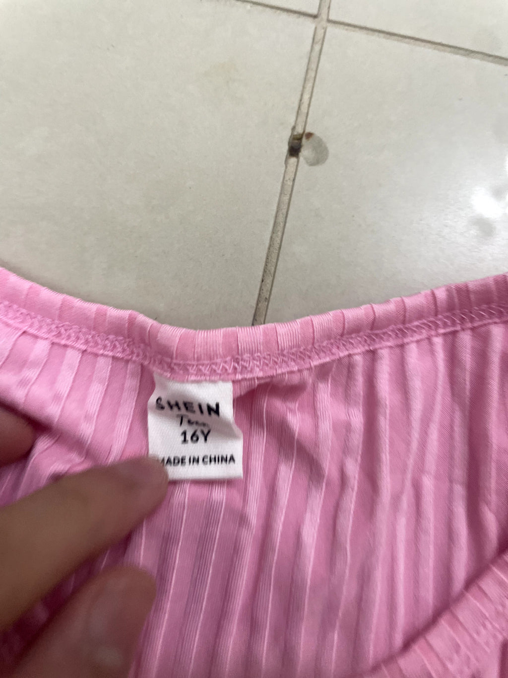 SHEIN Pink Ribbed Strapless Snap-Crotch Bodysuit