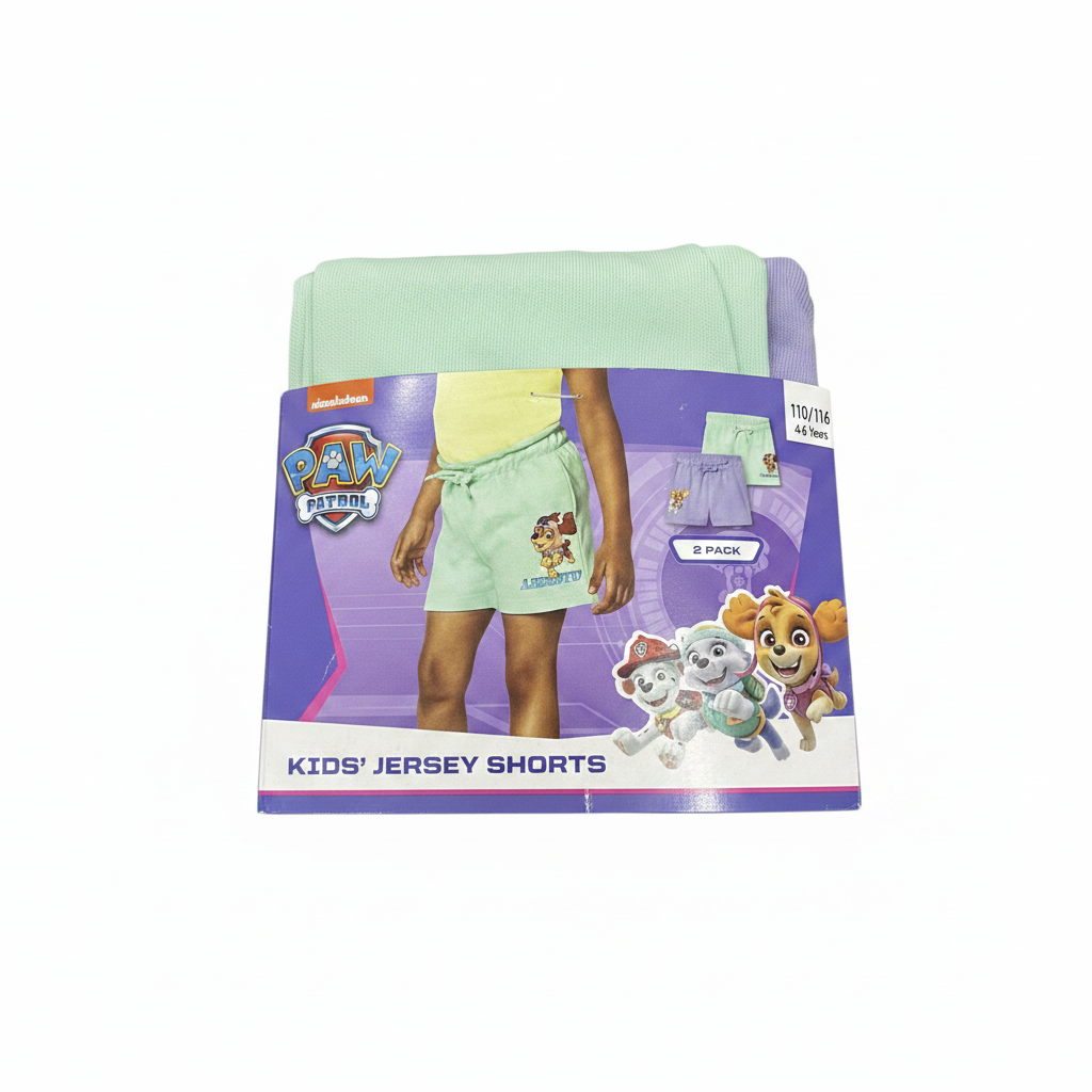 Paw Patrol Liberty Kids 2-Pack Cotton Shorts - Purple/Green
