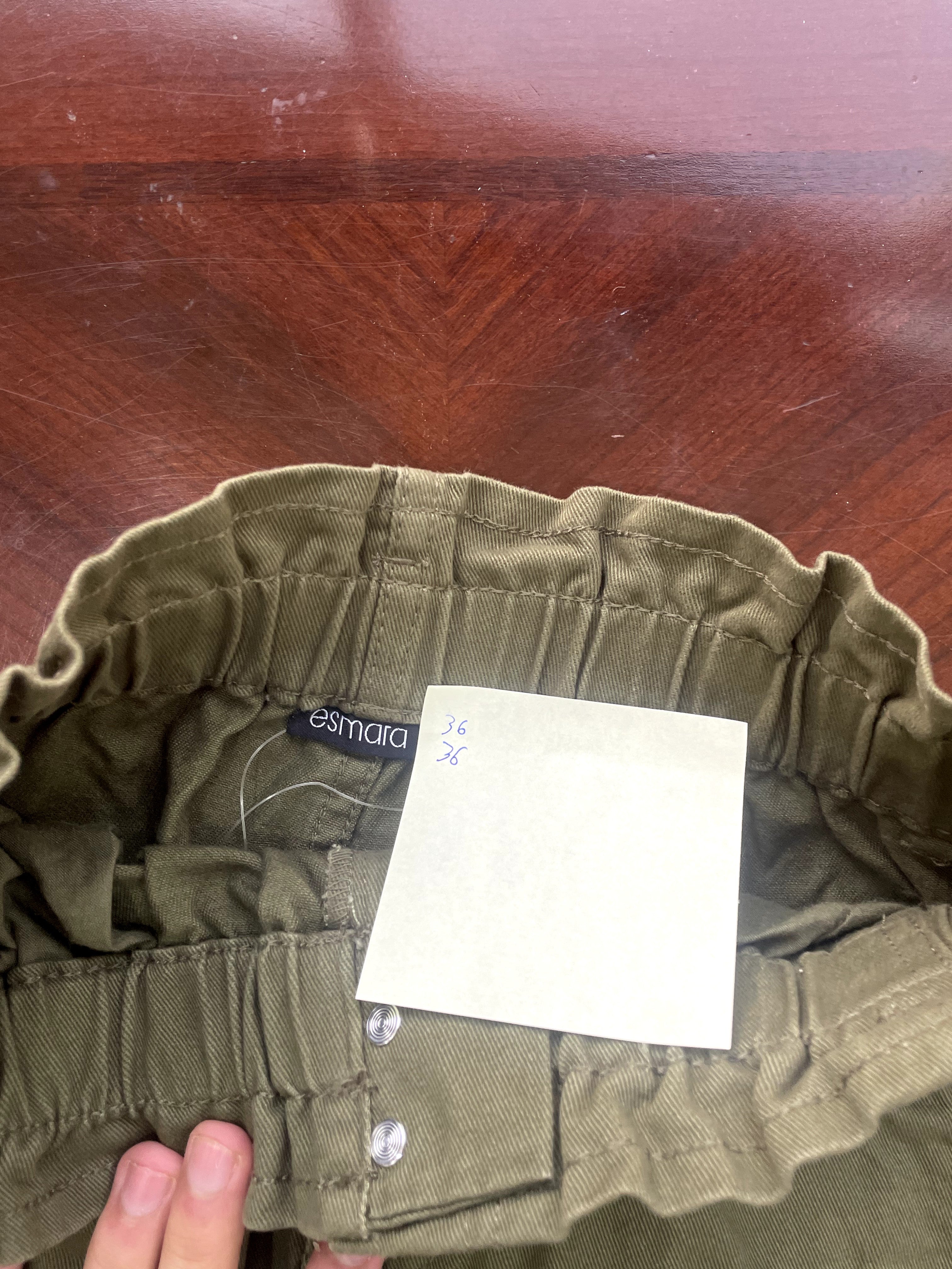 Olive Green Paperbag Waist Cotton Twill Skirt