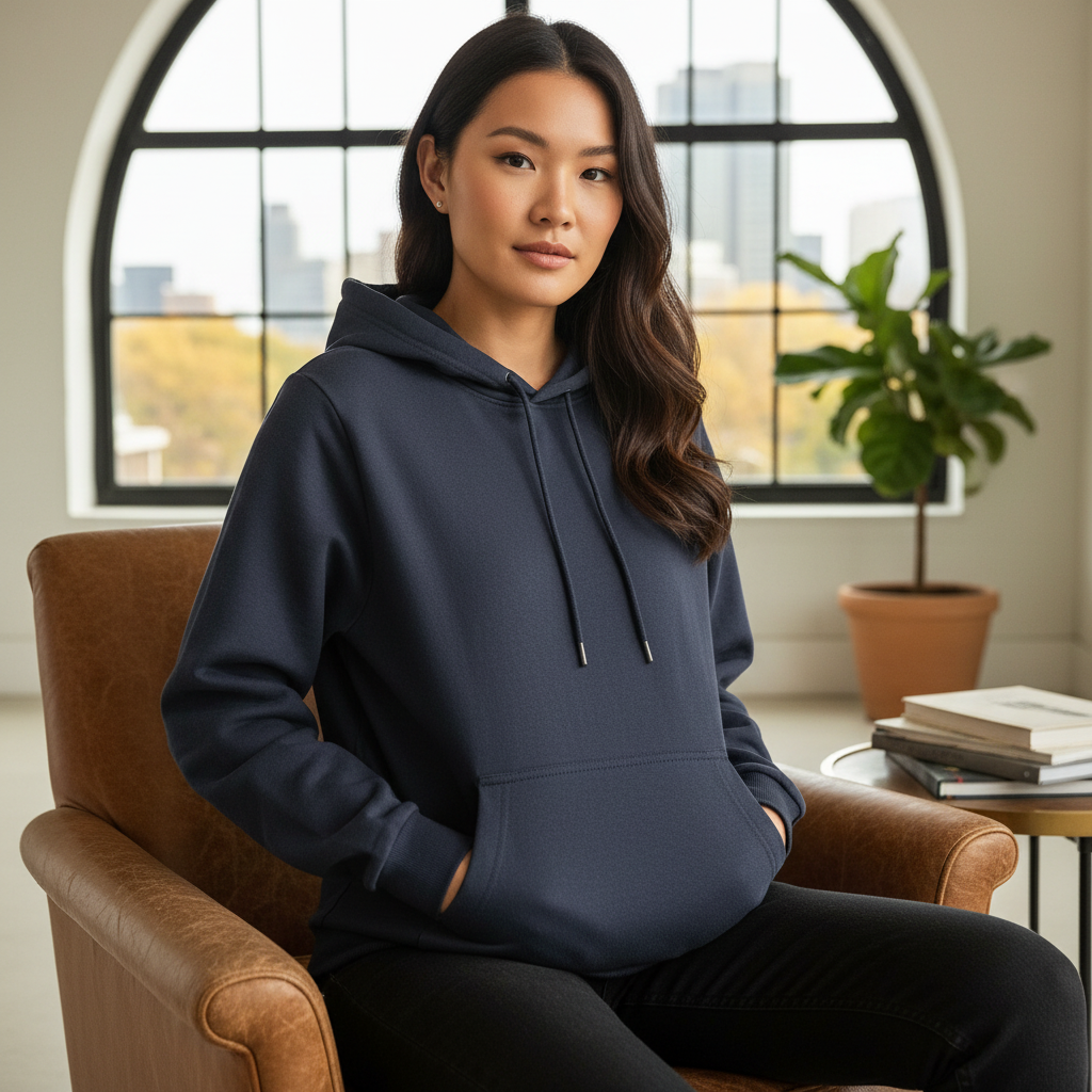 Livergy Unisex Navy Blue Fleece Pullover Hoodie