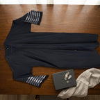 ASALA Deep Navy Zip-Front Abaya with Decorative Fringe Cuffs