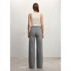 Mango Grey Wide-Leg Denim Jeans with Architectural Waistband