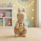 Soft Beige Mother and Baby Bunny Plush Toy