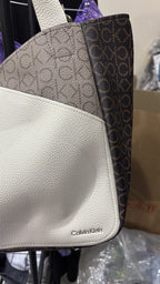 Calvin Klein Calvin Klein White Grained Monogram Tote
