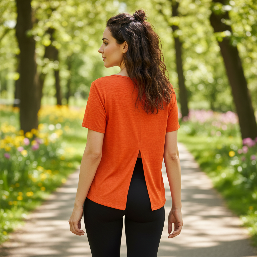 Athlux Women's Orange Performance Activewear Tee - M