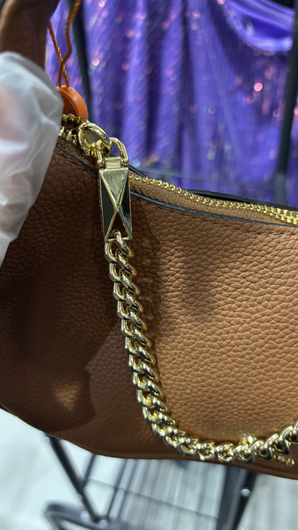 MICHAEL KORS Tan Grained Leather Hobo Shoulder Bag