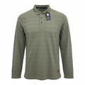 LIVERGY Men's Long Sleeve Textured Olive Green Polo Shirt