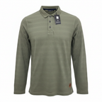 LIVERGY Men's Long Sleeve Textured Olive Green Polo Shirt