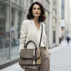 Chrisbella Monogram Top Handle Bag Brown