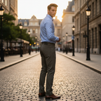 GIOMANI Men's Olive Green Straight-Leg Cotton Twill Trousers