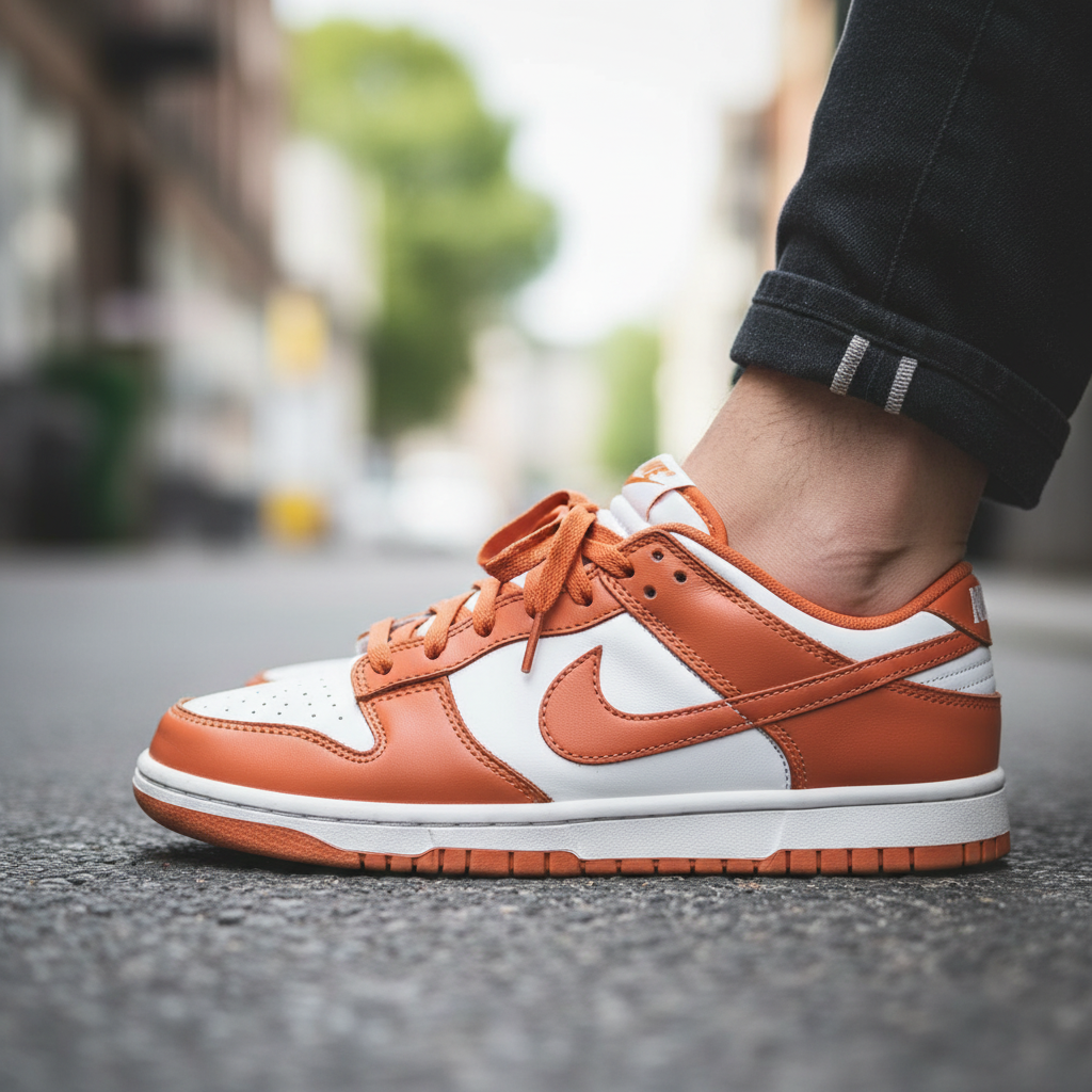 Nike Dunk Low Men's Sneakers - Orange and White