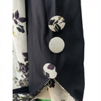 Women's Black and Silver Floral Patterned Long Abaya
