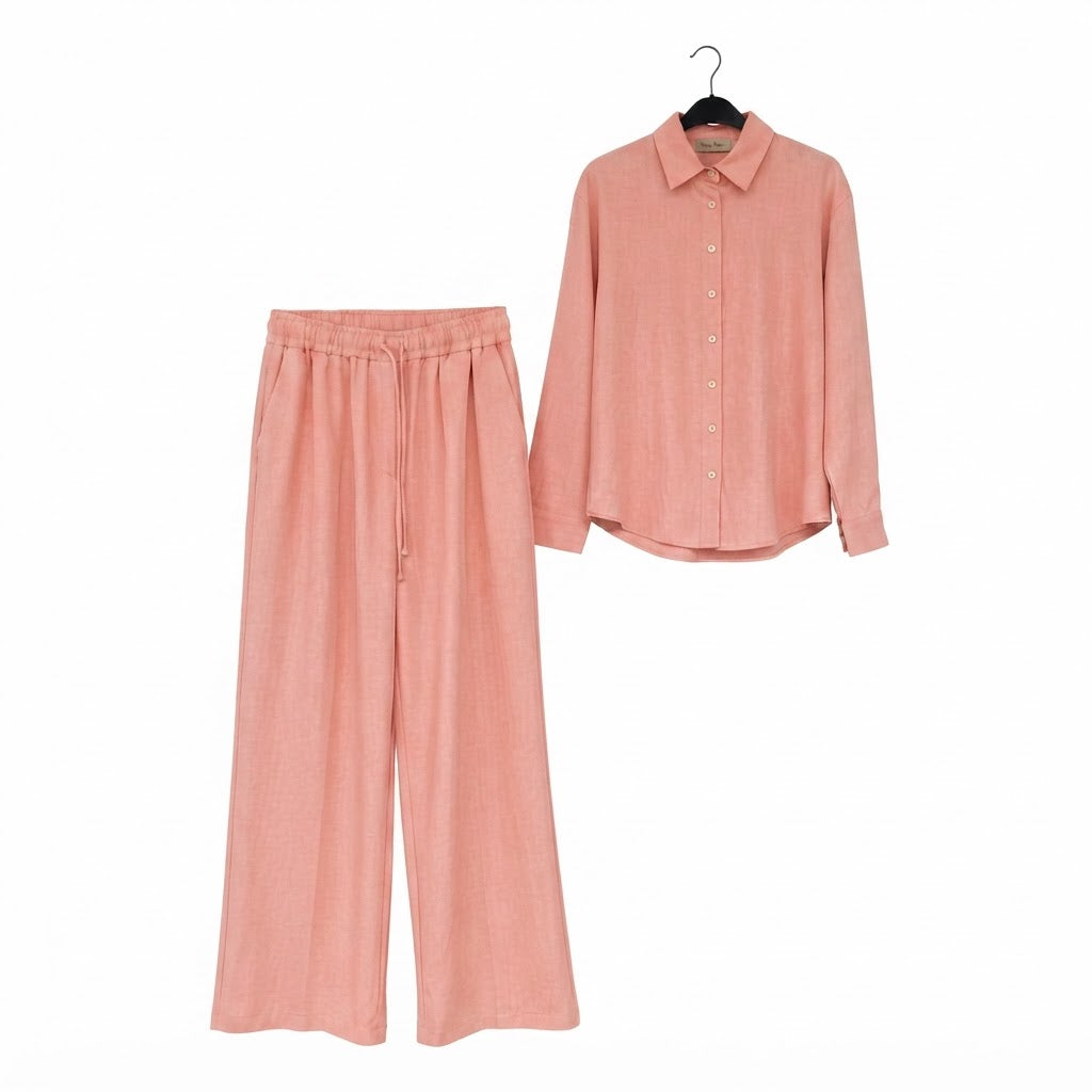 Women's Yellow Rayon Shirt and Pants Set