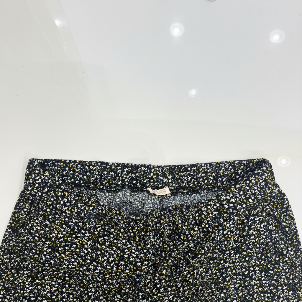 Women's Black Floral Printed Wide Leg Trousers