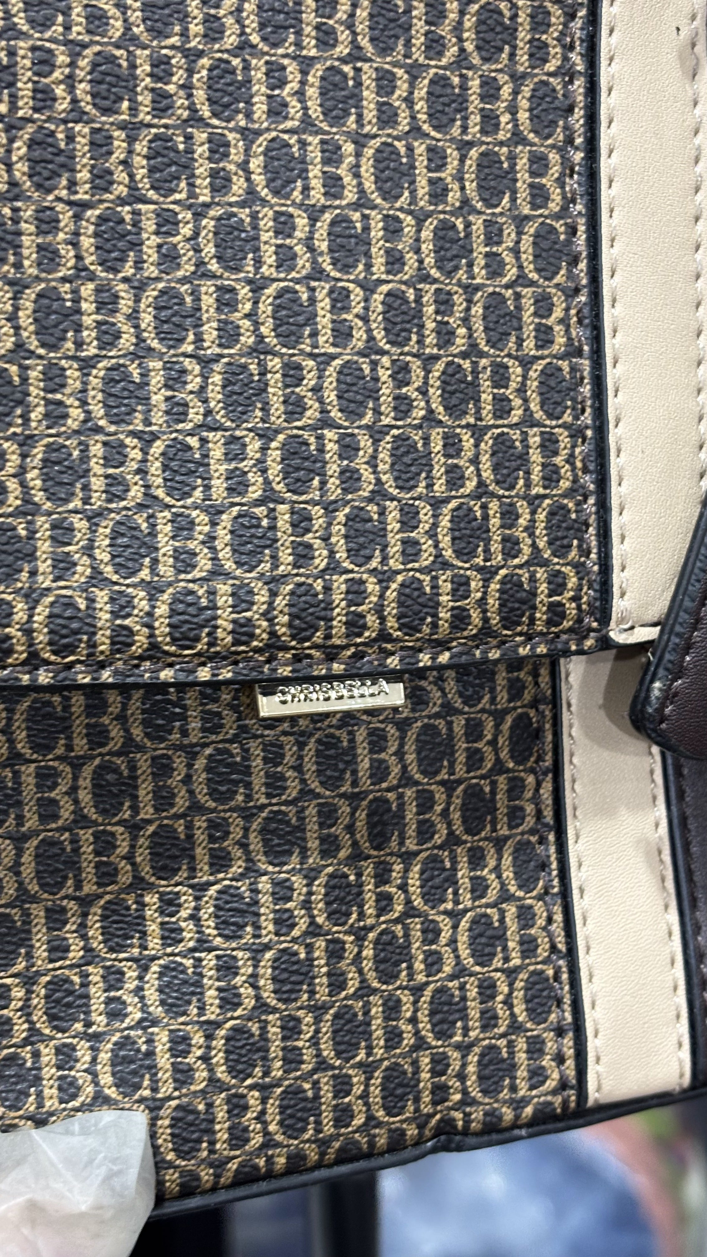 Chrisbella Monogram Top Handle Bag Brown