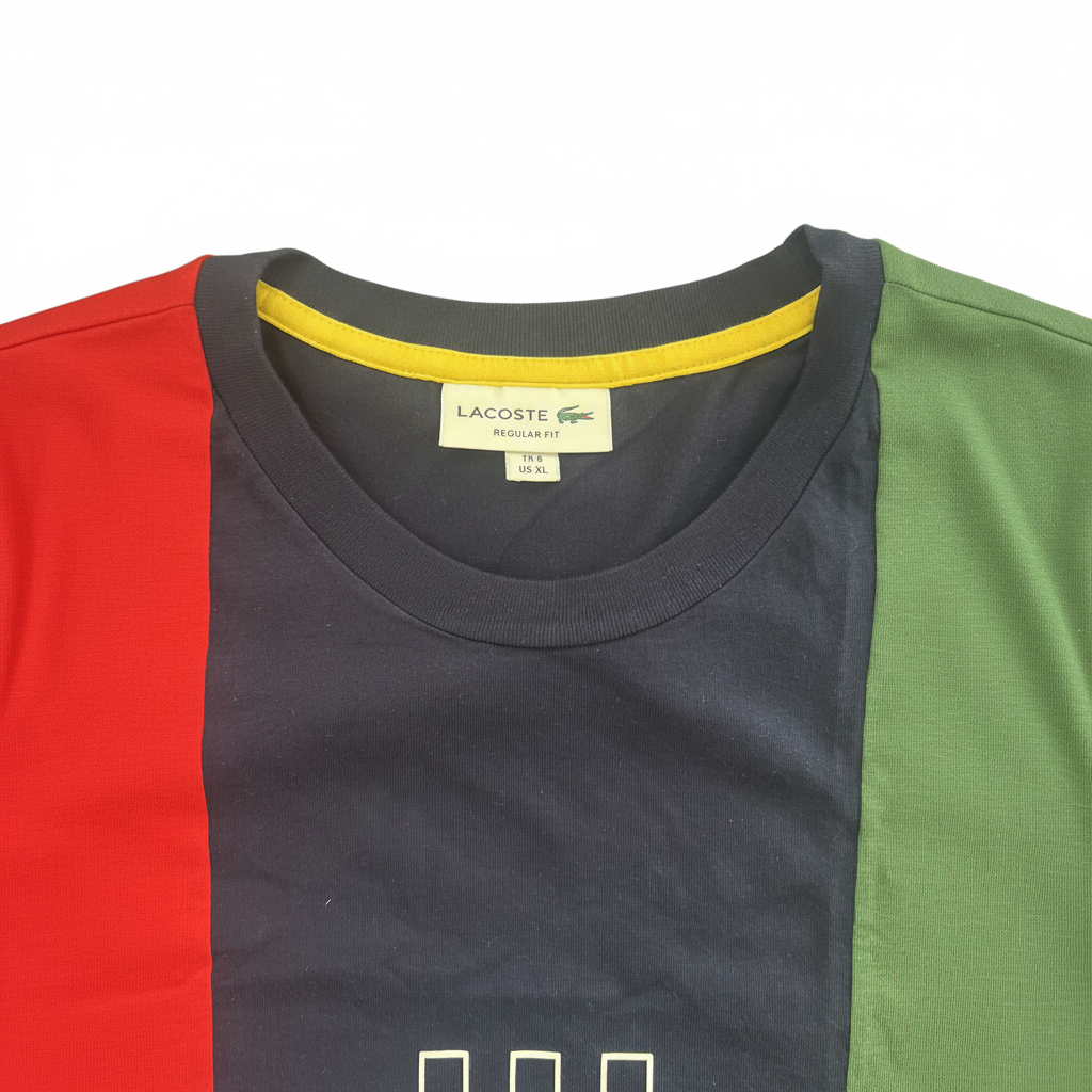 LACOSTE Men's Tri-Color Block Graphic Cotton T-Shirt