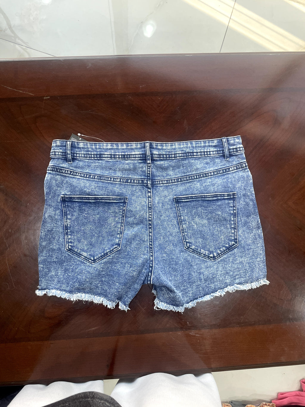 esmara Blue Acid Wash Denim Shorts with Fringed Hem