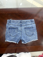 esmara Blue Acid Wash Denim Shorts with Fringed Hem