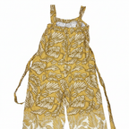 Women's Mustard Yellow Botanical Print Linen Jumpsuit
