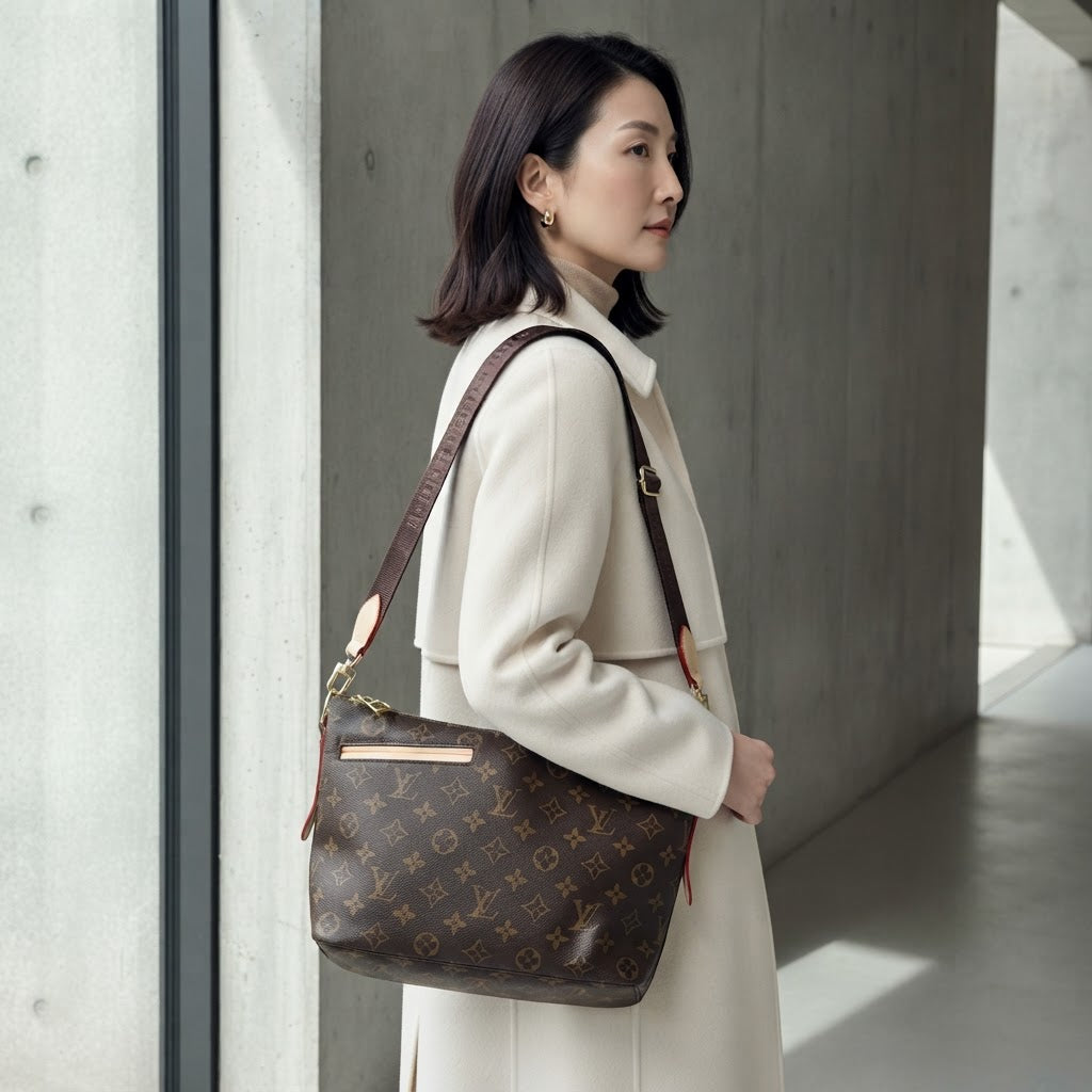 LOUIS VUITTON Monogram Coated Canvas Hobo Crossbody Bag