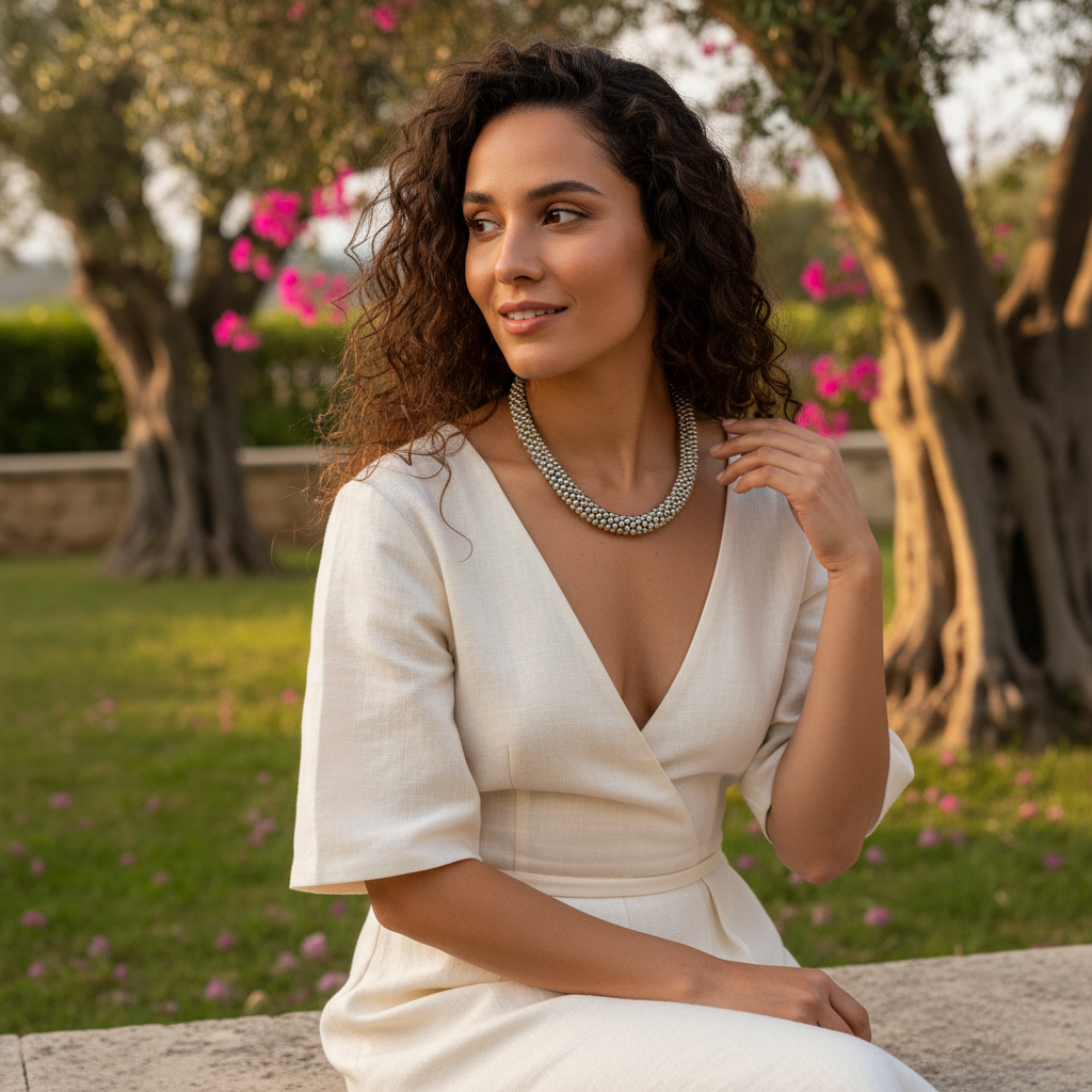 Elegant Silver Beaded Mesh Choker Necklace