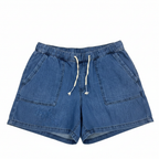 Women's Wide-Leg Blue Denim Drawstring Pants