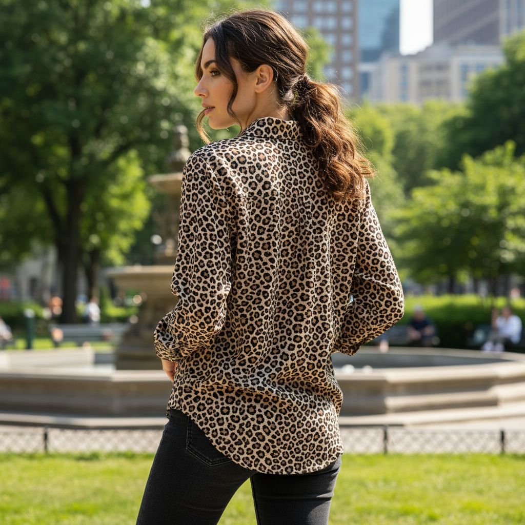 Anko Women's Leopard Print Swim Cover-Up Shirt Size 10-12