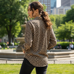 Anko Women's Leopard Print Swim Cover-Up Shirt Size 10-12