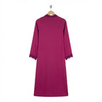 Women's Magenta Open Front Kimono Abaya  with Crochet Trim