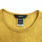 SHEIN Women's Yellow Textured Fringed Long-Line Kimono