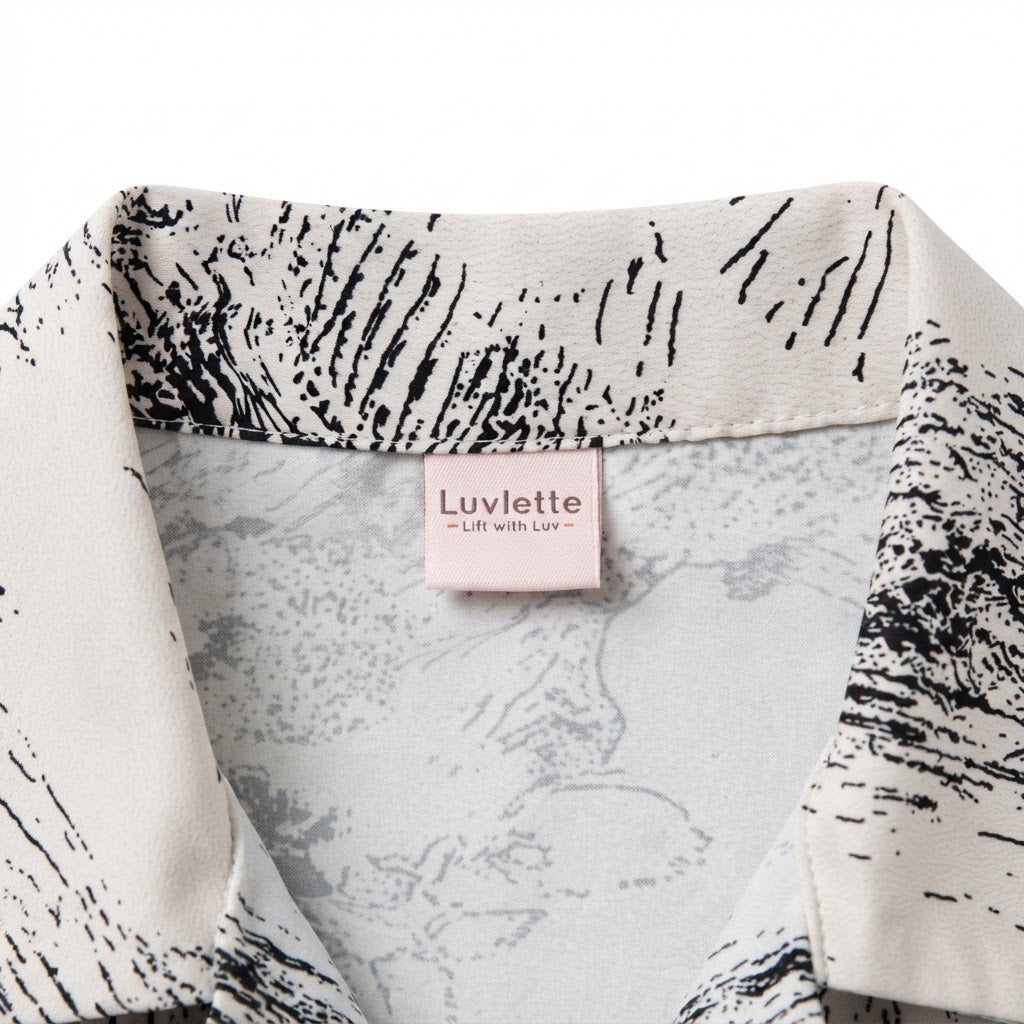 Women's off-white & White Abstract Print Pajama Shirt