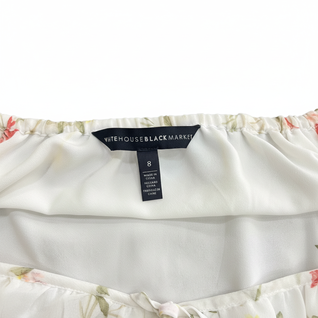 White House Black Market Floral Chiffon Ruffle Blouse - 8