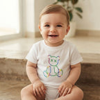 SHEIN White Infant T-Shirt with Rainbow Outline Bear Graphic