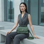 Forest Green Ostrich-Effect Crossbody Bag
