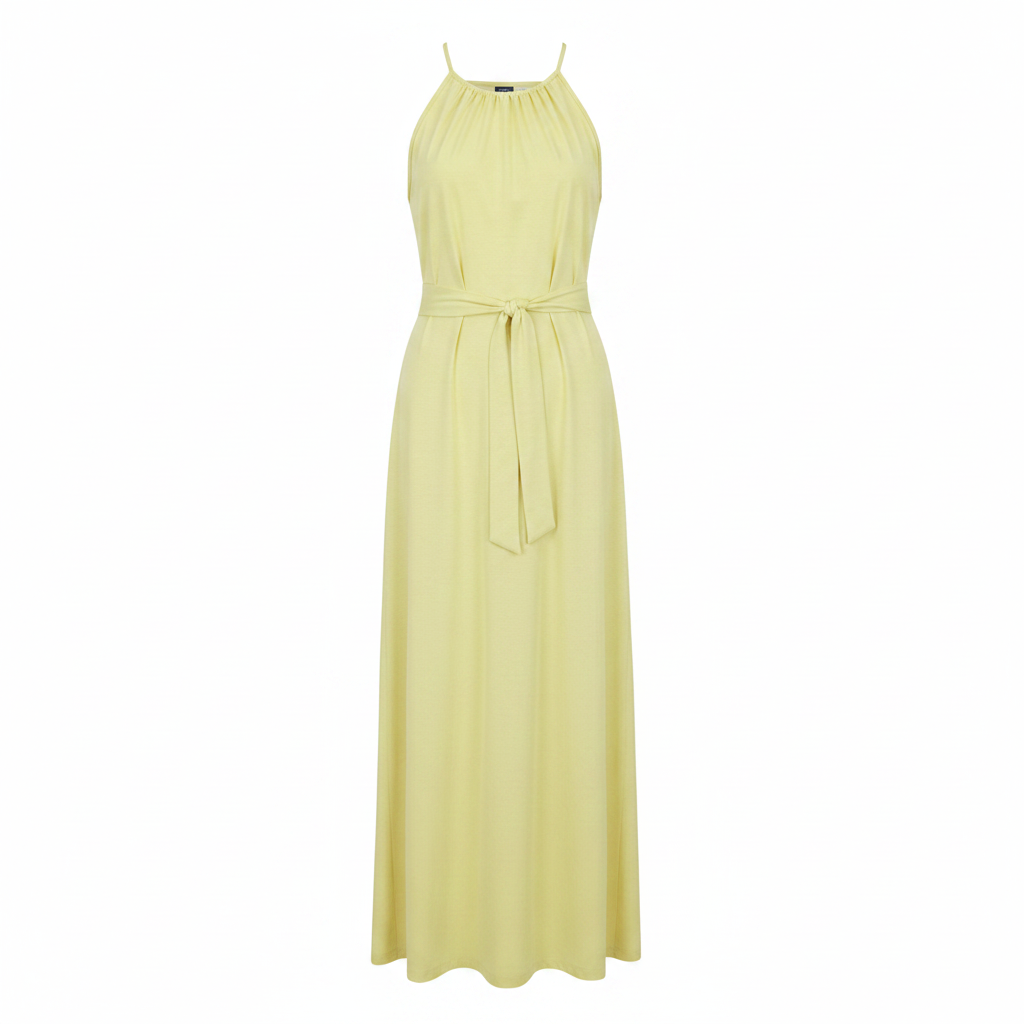 Esmara Women's Yellow Sleeveless Tie-Waist Midi Dress