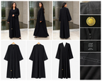 Black Embellished Open-Front Straight Fit Abaya