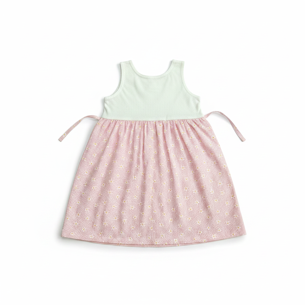 NOW Kids White Pink Daisy Gingham Sleeveless Dress