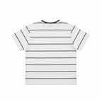 LACOSTE Women's White Striped Short-Sleeve Logo T-Shirt