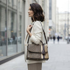 Chrisbella Monogram Top Handle Bag Brown