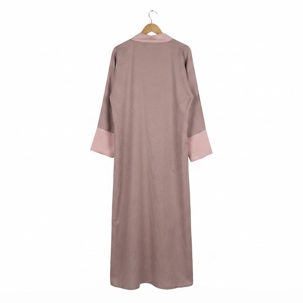 Women's Taupe Open-Front Abaya with taupe Accents
