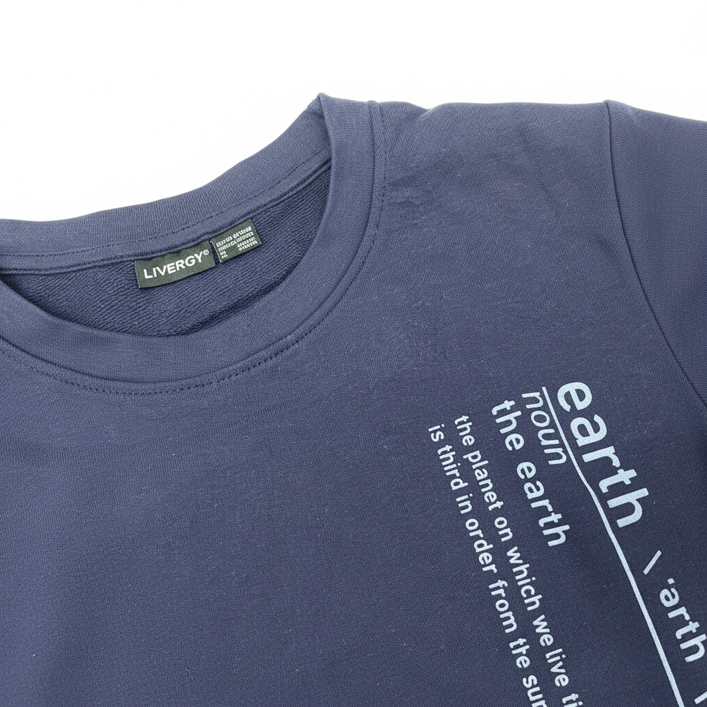 Livergy Men's Navy Blue Earth Definition Graphic Sweatshirt