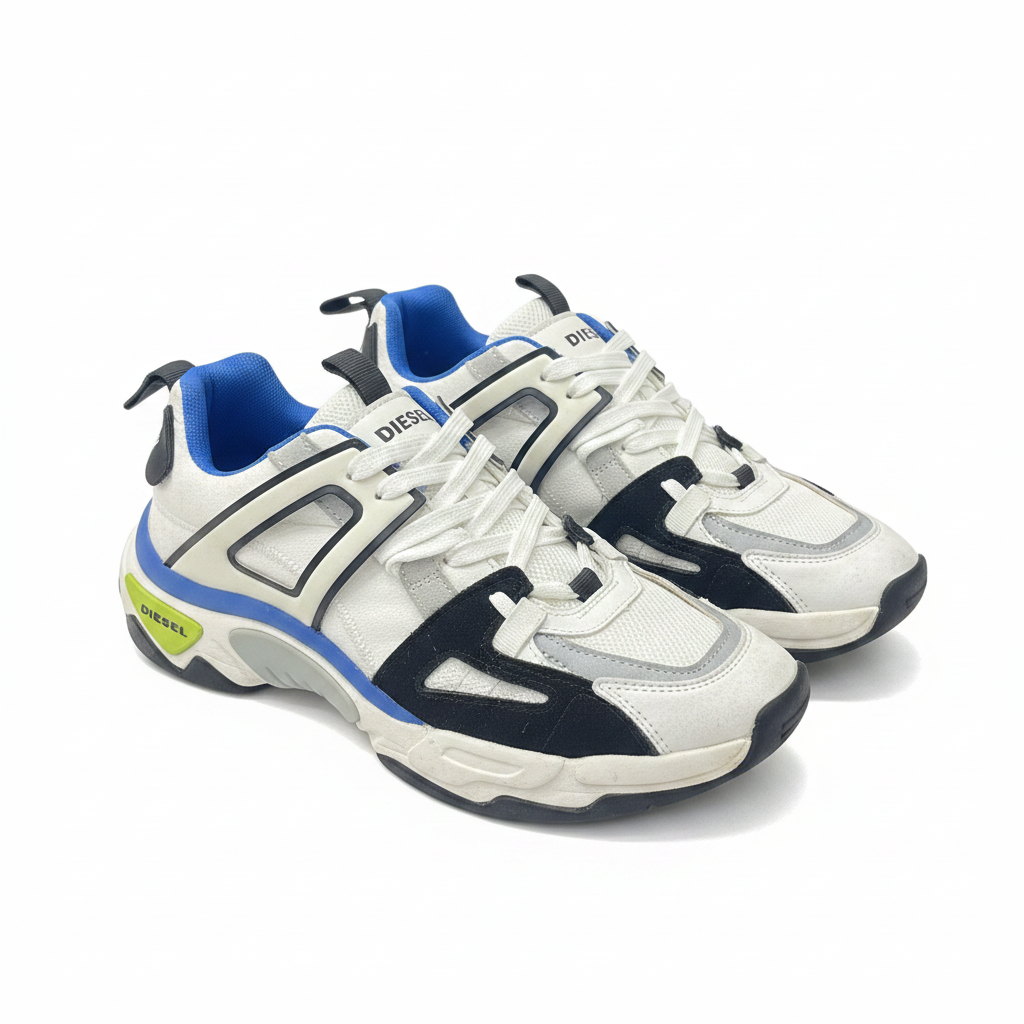 Deisel White and Black Chunky Athletic Sneakers