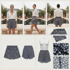 Navy Blue Floral Ditsy Mini Skirt with Elastic Waist