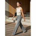 Mango Medium Grey Wide Leg Jeans with Curved Waistband