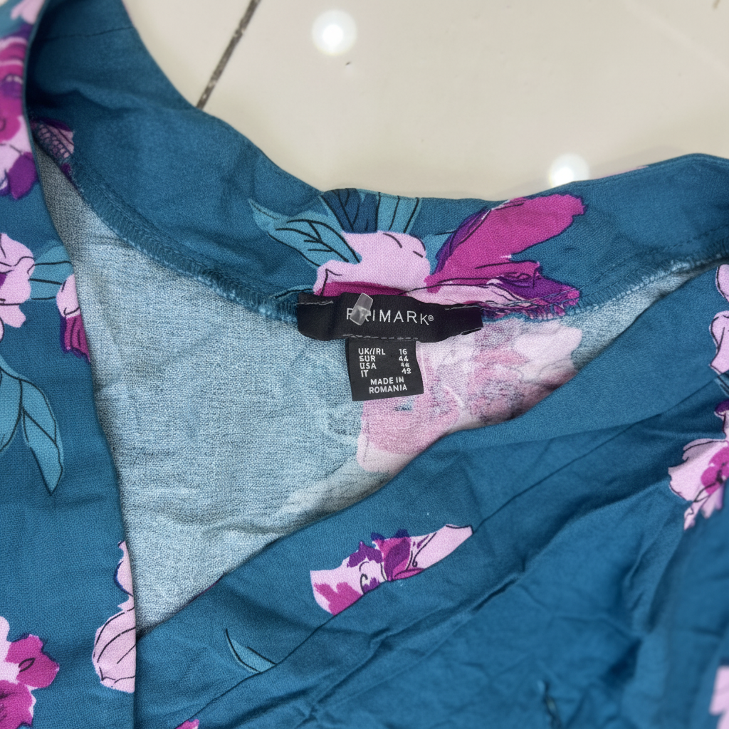 Primark Teal Floral Wrap Front Summer Romper