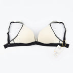 Women's Black and White Striped Triangle Bikini Top